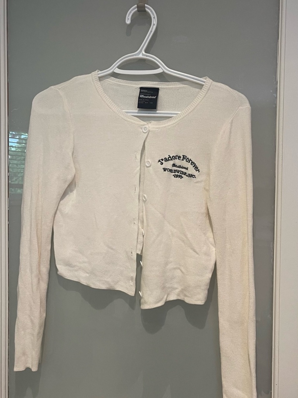 J'Adore Forever Embroidered Crop Cardigan - Cream